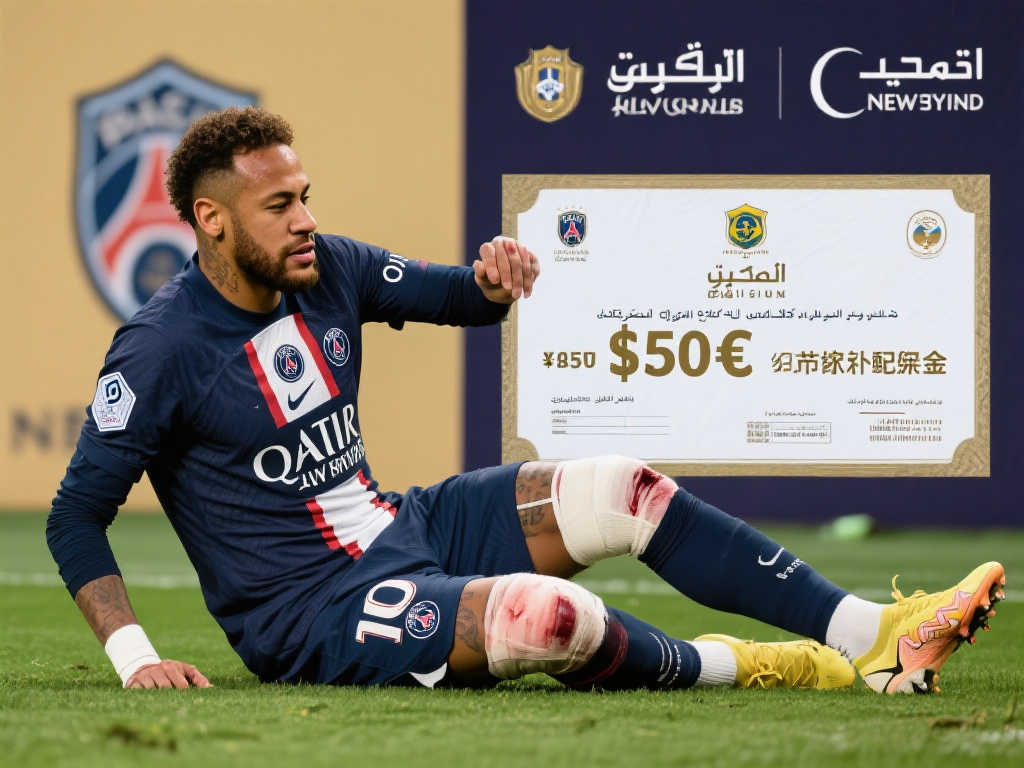 内马尔重伤带来意外之财，巴媒：利雅得新月将获750万补偿